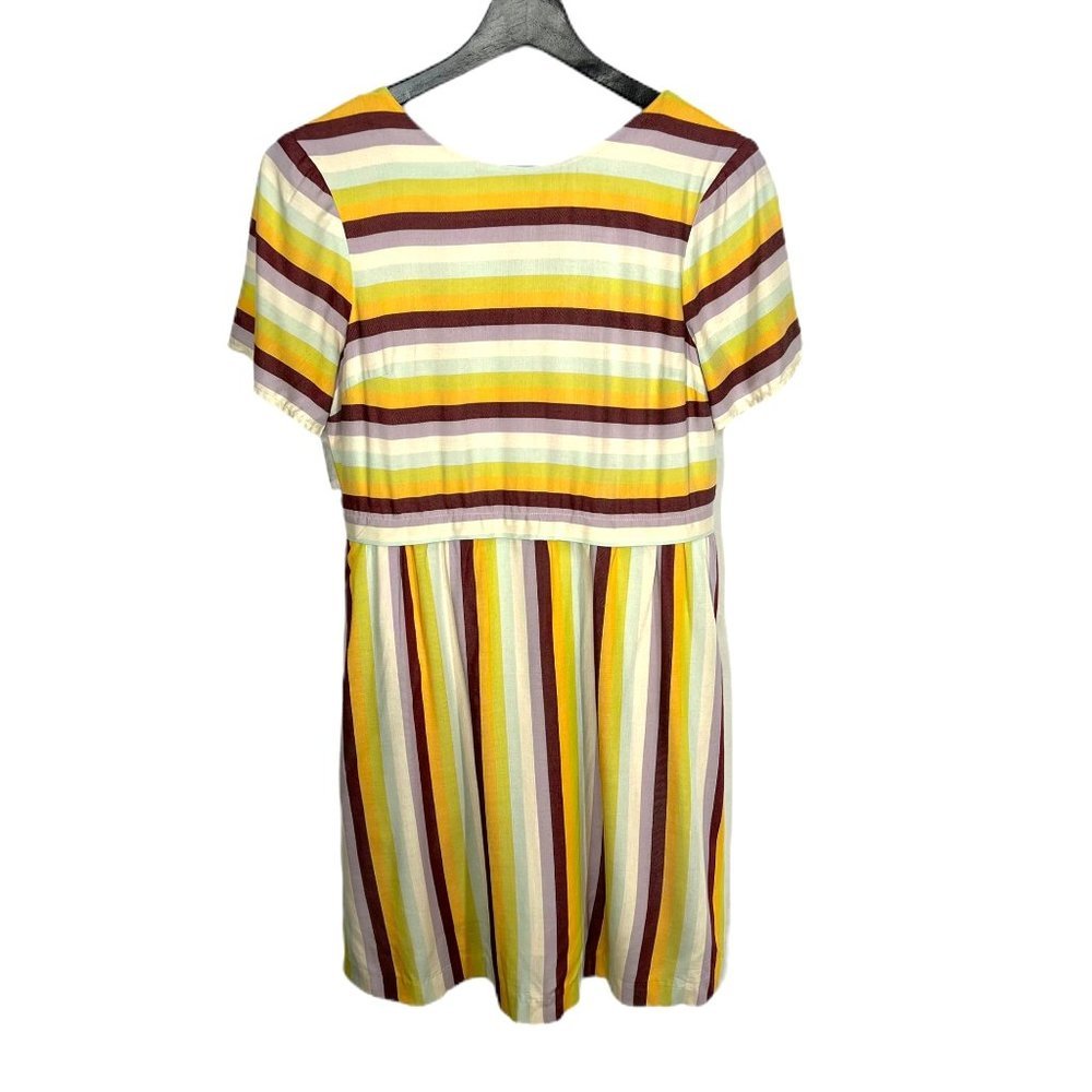 Madewell Multicolor Stripe Short Sleeve Open Back Above Knee Dress Size 00